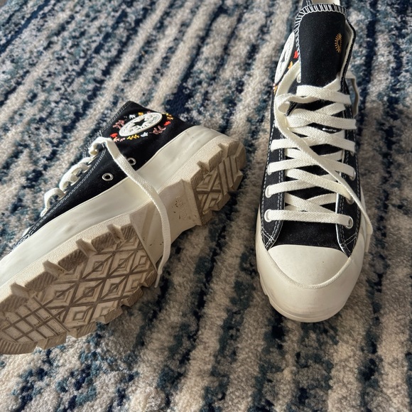 Converse Black and White Embroidered High-Tops - Picture 2 of 4